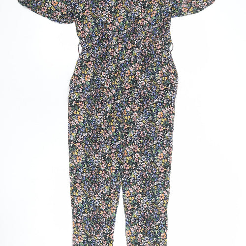 M&Co Womens Multicoloured Floral Polyester Jumpsuit One-Piece Size 8 L23 in Button