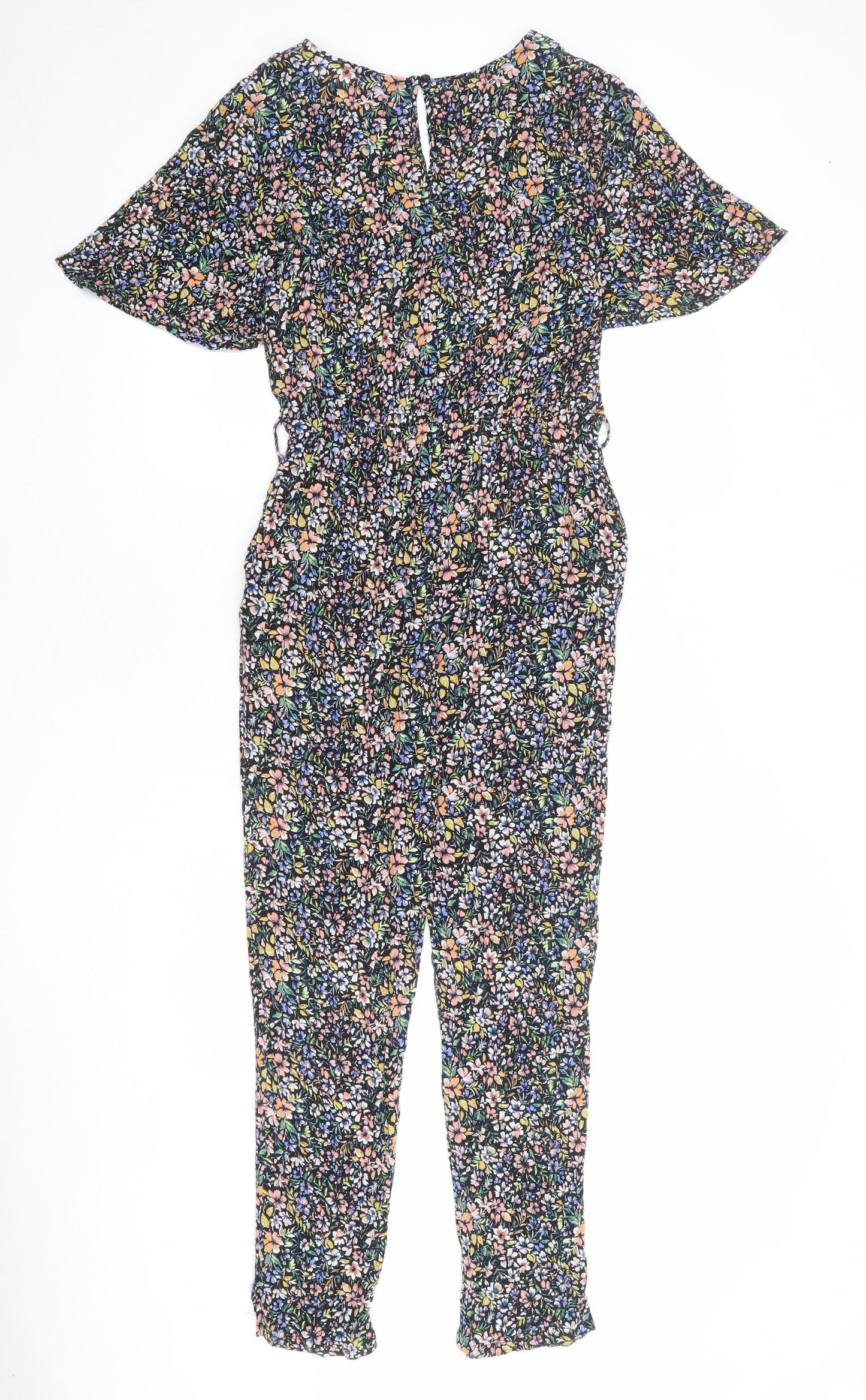 M&Co Womens Multicoloured Floral Polyester Jumpsuit One-Piece Size 8 L23 in Button