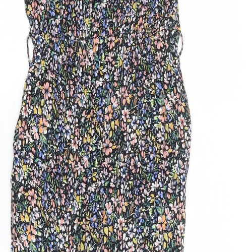 M&Co Womens Multicoloured Floral Polyester Jumpsuit One-Piece Size 8 L23 in Button
