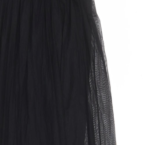 Miss Selfridge Womens Black Floral Nylon Maxi Size 10 Round Neck Pullover