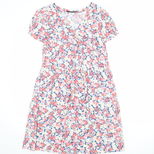 Sportsgirl Womens Multicoloured Floral Viscose A-Line Size 8 V-Neck Zip