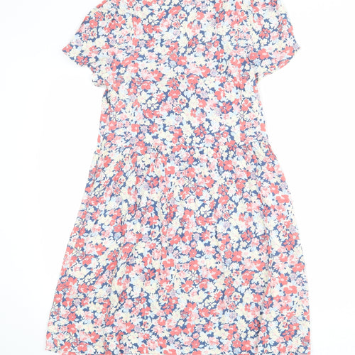 Sportsgirl Womens Multicoloured Floral Viscose A-Line Size 8 V-Neck Zip