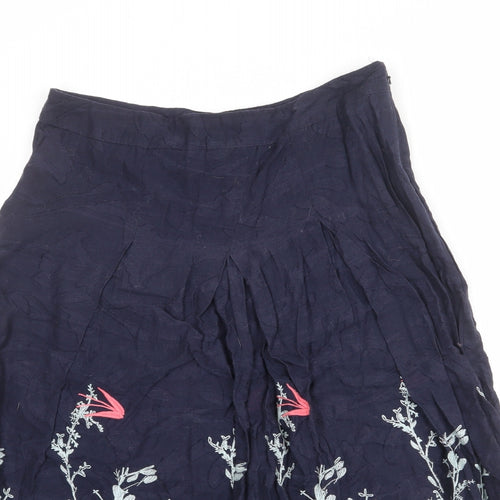 Per Una Womens Blue Floral Cotton Swing Skirt Size 12 Zip