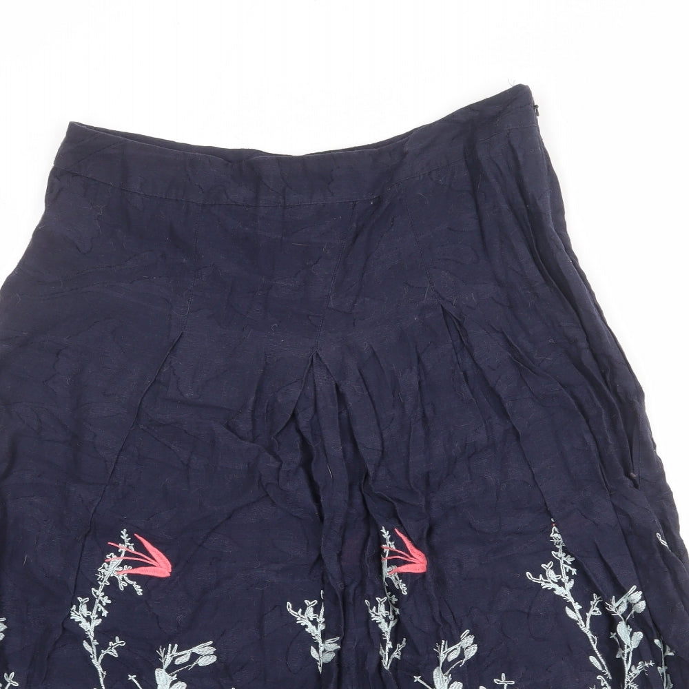 Per Una Womens Blue Floral Cotton Swing Skirt Size 12 Zip