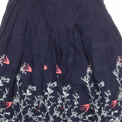 Per Una Womens Blue Floral Cotton Swing Skirt Size 12 Zip