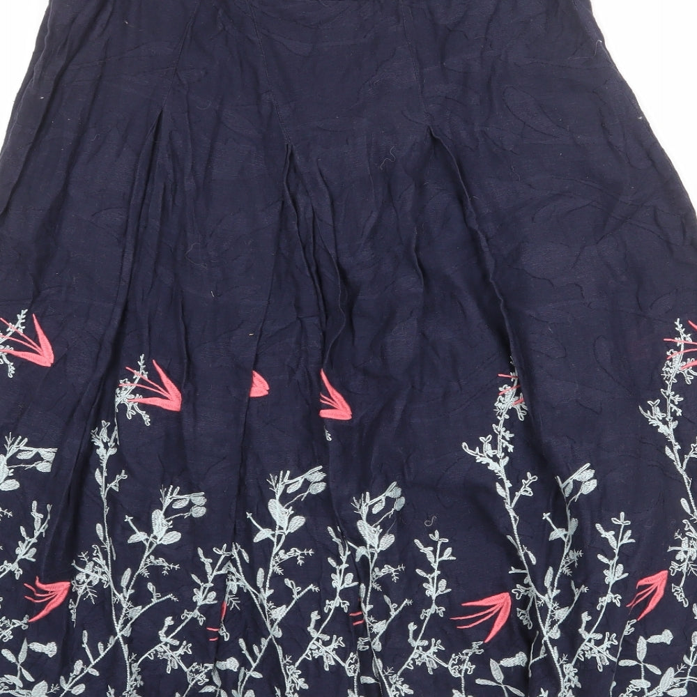 Per Una Womens Blue Floral Cotton Swing Skirt Size 12 Zip