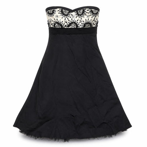 Warehouse Womens Black Geometric Acetate Ball Gown Size 10 Sweetheart Zip - Tulle underskirt
