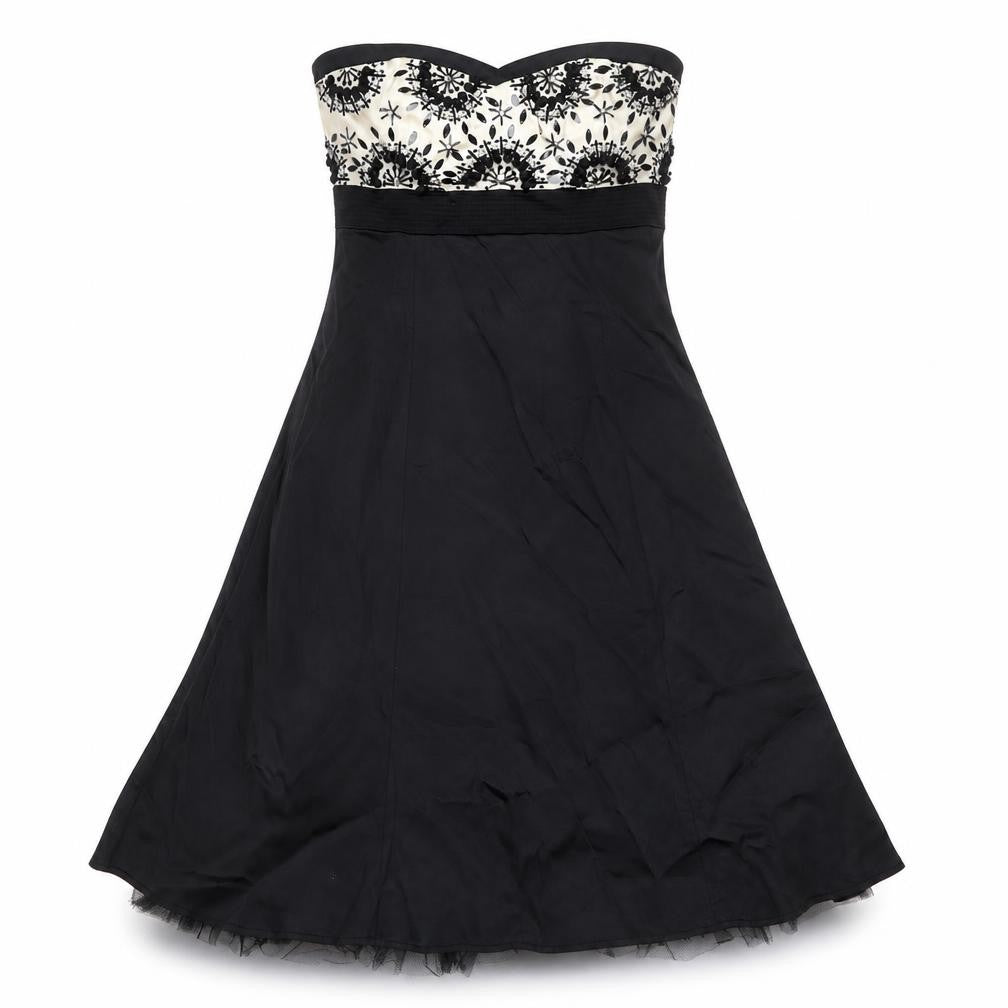 Warehouse Womens Black Geometric Acetate Ball Gown Size 10 Sweetheart Zip - Tulle underskirt