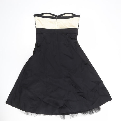 Warehouse Womens Black Geometric Acetate Ball Gown Size 10 Sweetheart Zip - Tulle underskirt