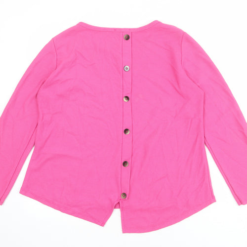 BASSINI Womens Pink Viscose Basic T-Shirt Size M Round Neck - Size M-L