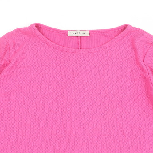 BASSINI Womens Pink Viscose Basic T-Shirt Size M Round Neck - Size M-L