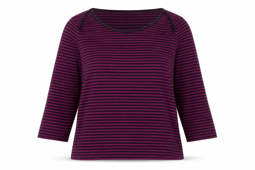 Paul Costelloe Womens Purple Striped Viscose Basic T-Shirt Size M Round Neck