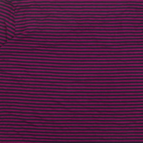 Paul Costelloe Womens Purple Striped Viscose Basic T-Shirt Size M Round Neck