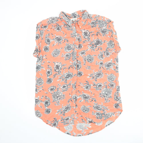 River Island Womens Pink Floral Viscose Basic Button-Up Size 10 Collared