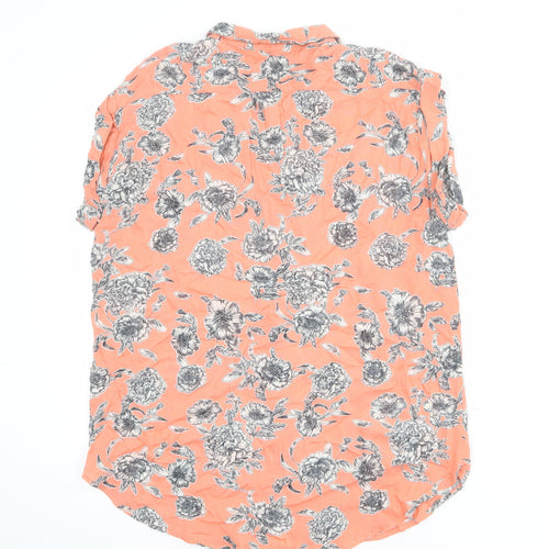 River Island Womens Pink Floral Viscose Basic Button-Up Size 10 Collared