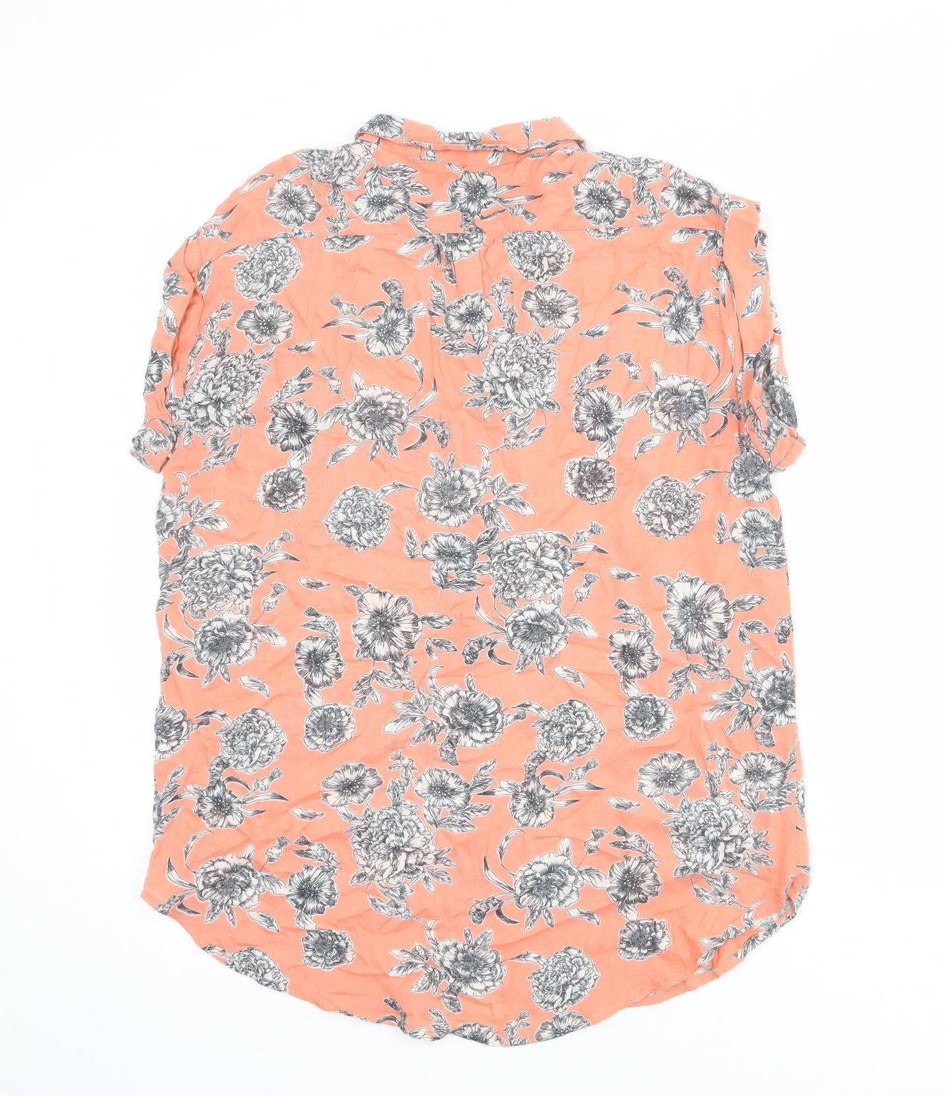 River Island Womens Pink Floral Viscose Basic Button-Up Size 10 Collared