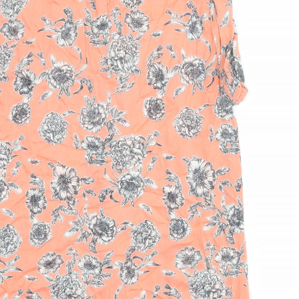 River Island Womens Pink Floral Viscose Basic Button-Up Size 10 Collared