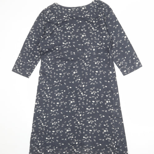Weird Fish Womens Grey Geometric 100% Cotton A-Line Size 12 Boat Neck Pullover