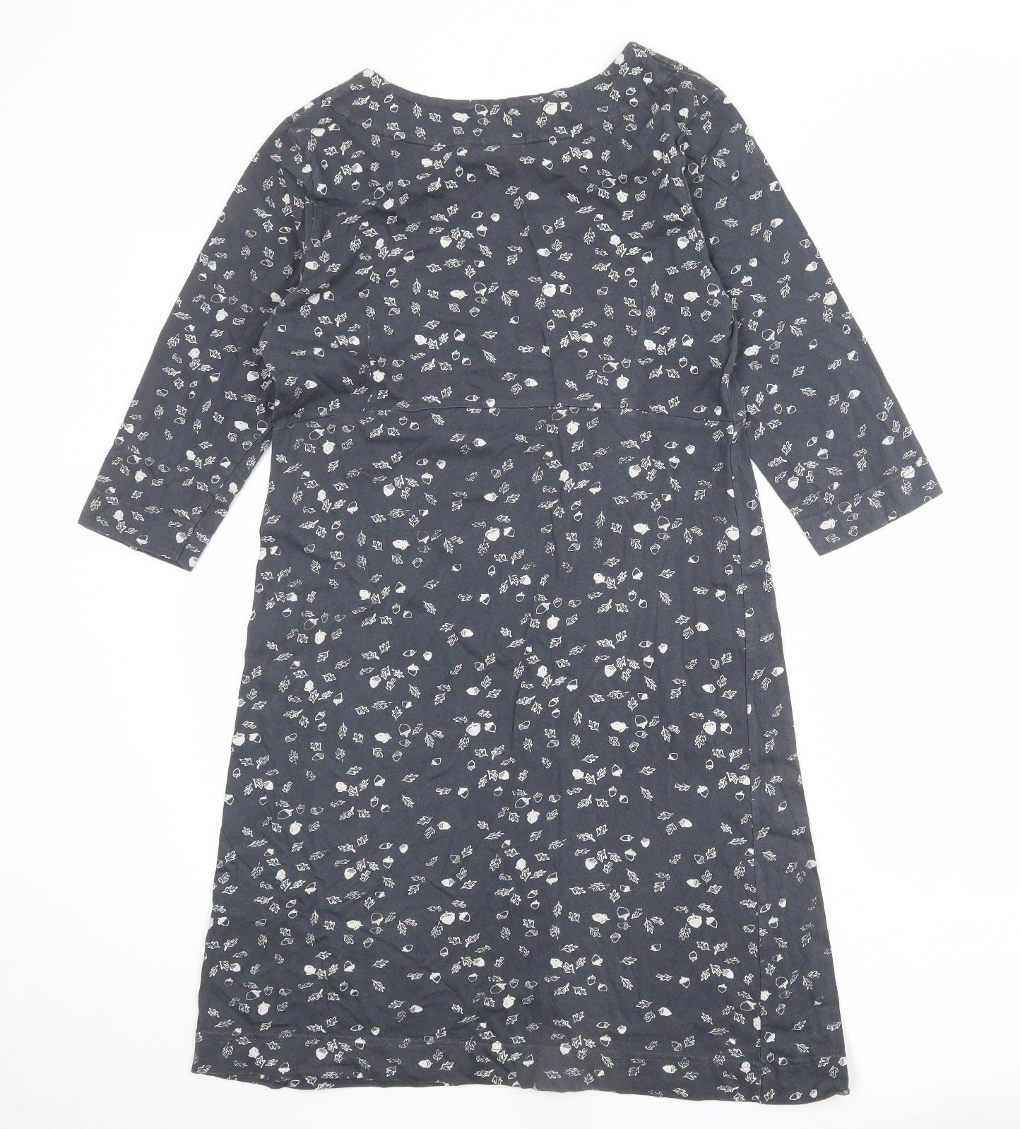 Weird Fish Womens Grey Geometric 100% Cotton A-Line Size 12 Boat Neck Pullover