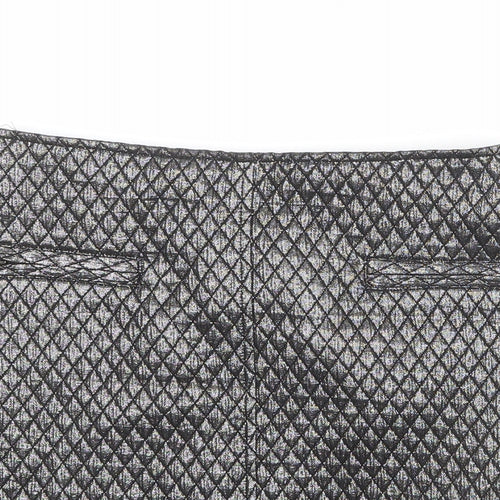 Limited Edition Womens Silver Argyle/Diamond Polyester Mini Skirt Size 8 Zip
