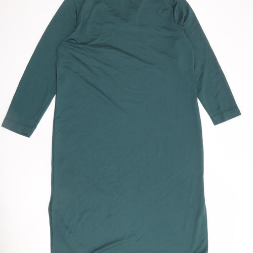 La Redoute Womens Green Viscose Jumper Dress Size 14 V-Neck Pullover - Size 14-16