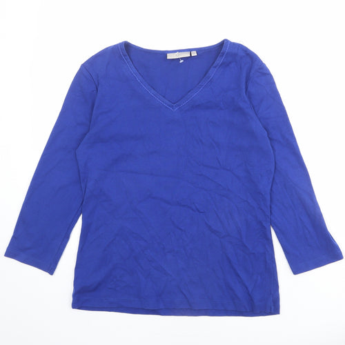 CC Womens Blue 100% Cotton Basic T-Shirt Size S V-Neck