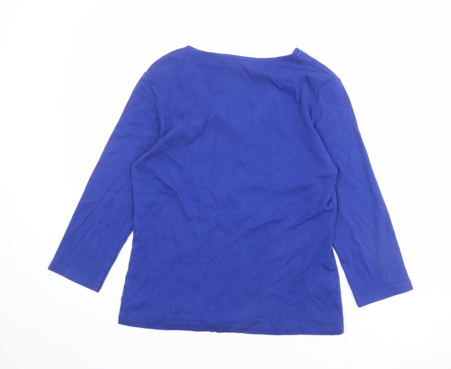 CC Womens Blue 100% Cotton Basic T-Shirt Size S V-Neck