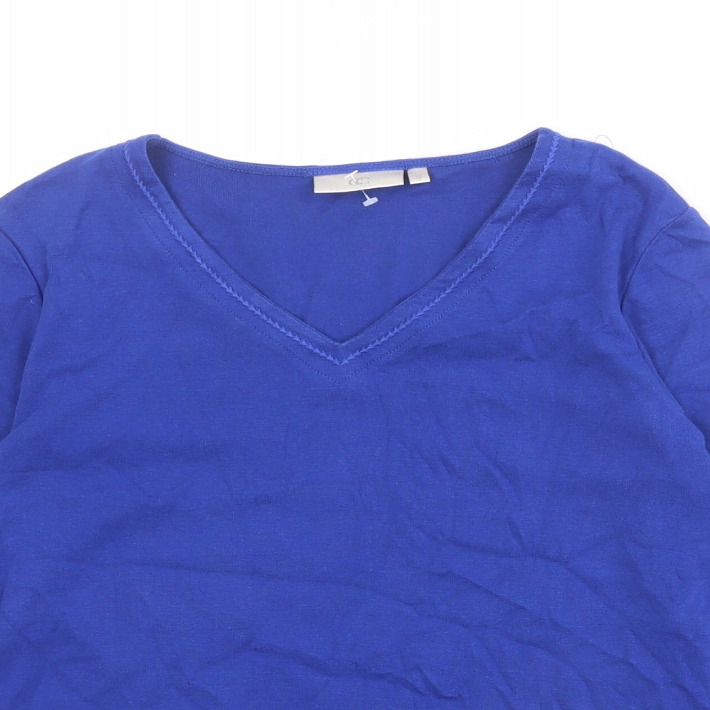 CC Womens Blue 100% Cotton Basic T-Shirt Size S V-Neck