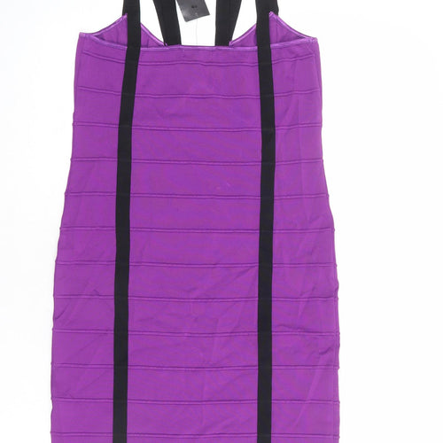NEXT Womens Purple Viscose Bodycon Size 12 V-Neck Pullover
