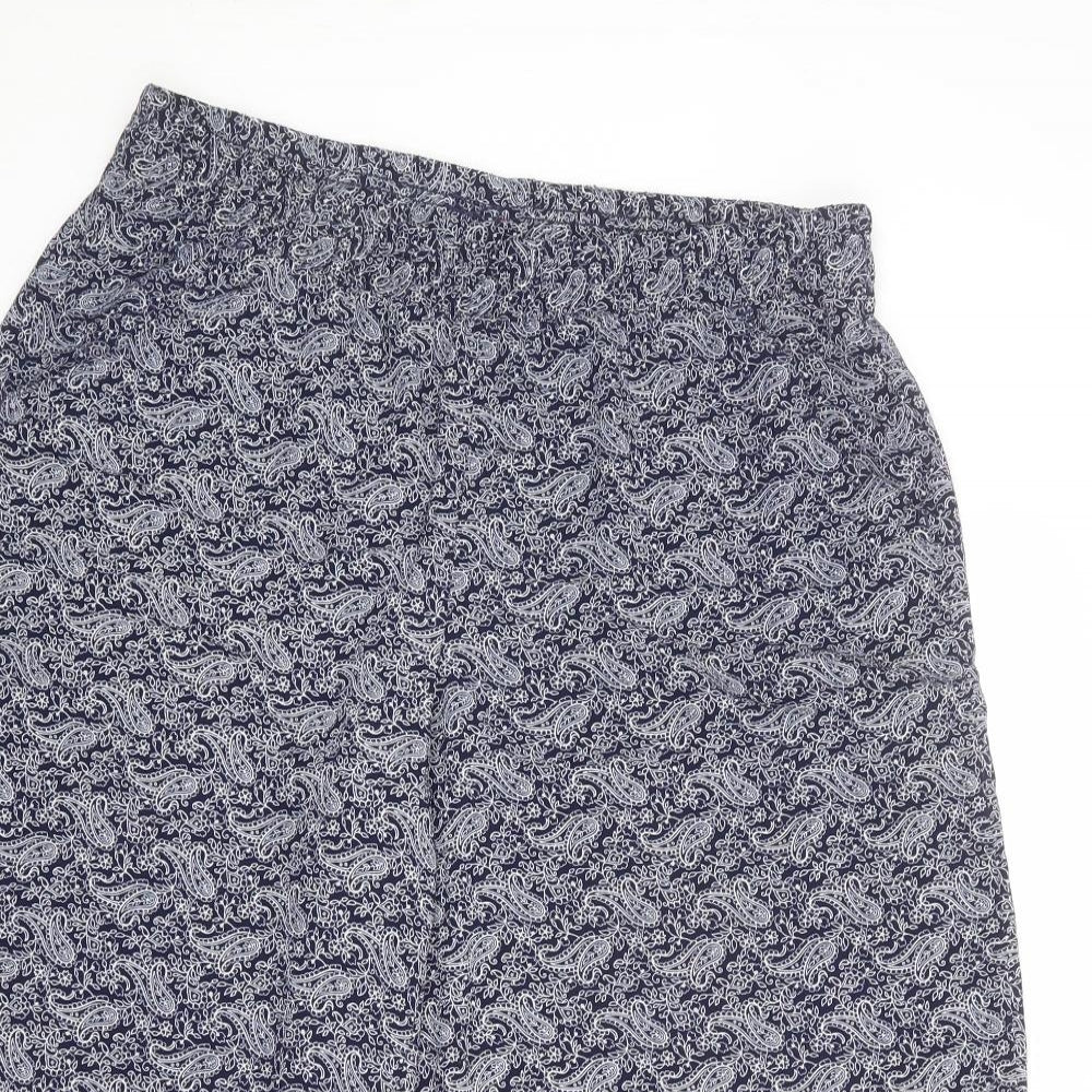 ESMARA Womens Blue Paisley Polyester Capri Trousers Size 12 L20 in Regular