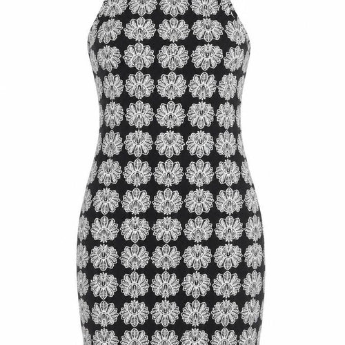 TALLY WEiJL Womens Black Geometric Cotton Bodycon Size S Boat Neck Pullover