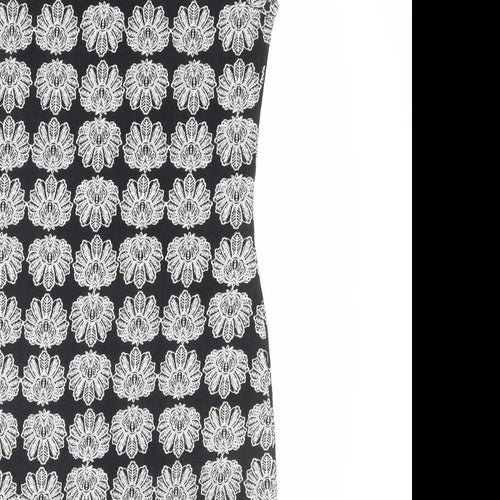 TALLY WEiJL Womens Black Geometric Cotton Bodycon Size S Boat Neck Pullover