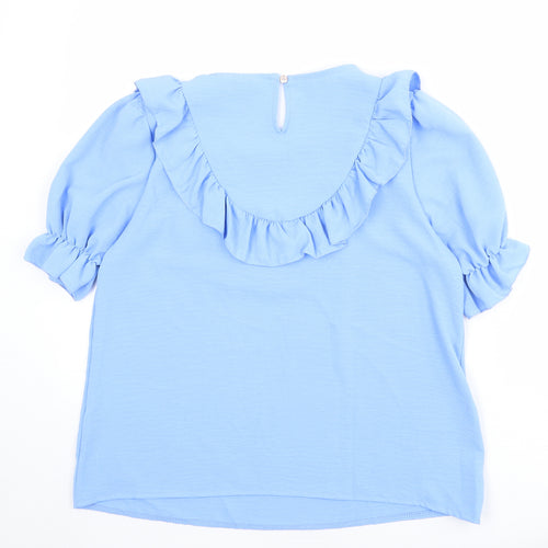 Quiz Womens Blue Polyester Basic Blouse Size M Round Neck