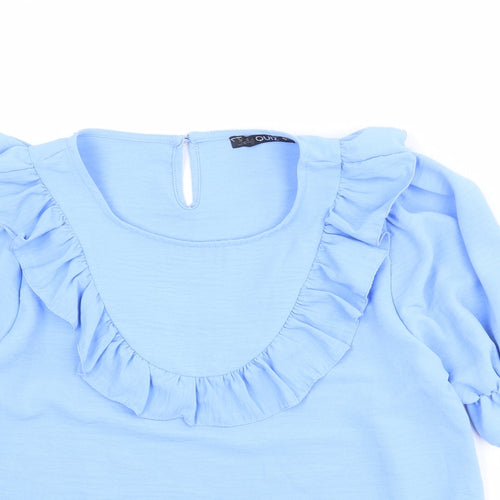 Quiz Womens Blue Polyester Basic Blouse Size M Round Neck