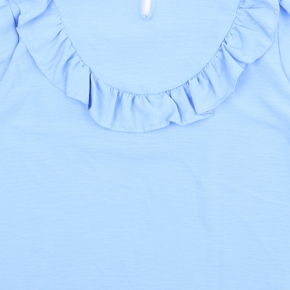 Quiz Womens Blue Polyester Basic Blouse Size M Round Neck