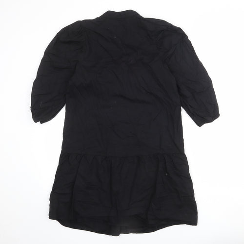 Divided by H&M Womens Black 100% Cotton A-Line Size S Round Neck Button