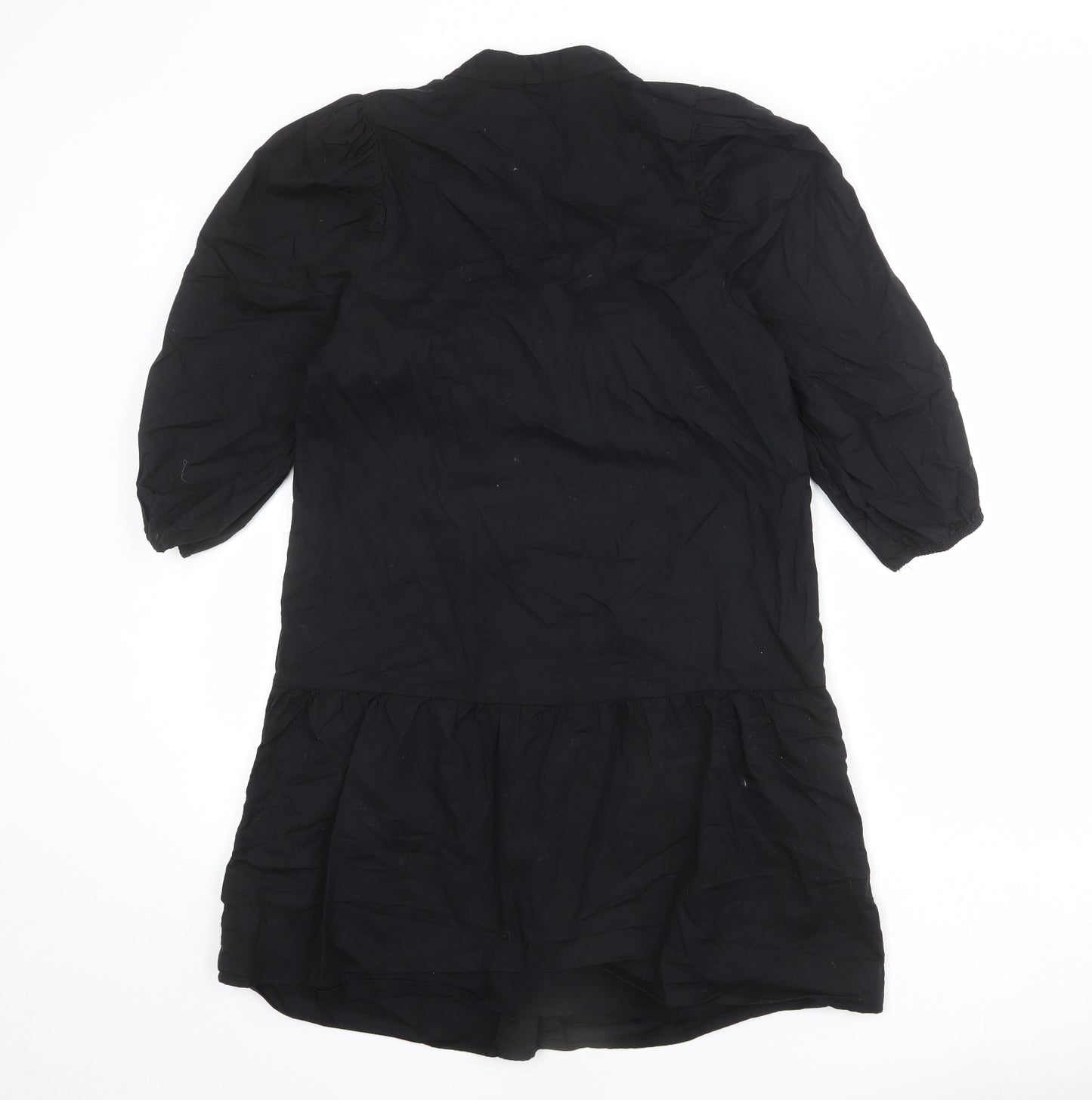 Divided by H&M Womens Black 100% Cotton A-Line Size S Round Neck Button