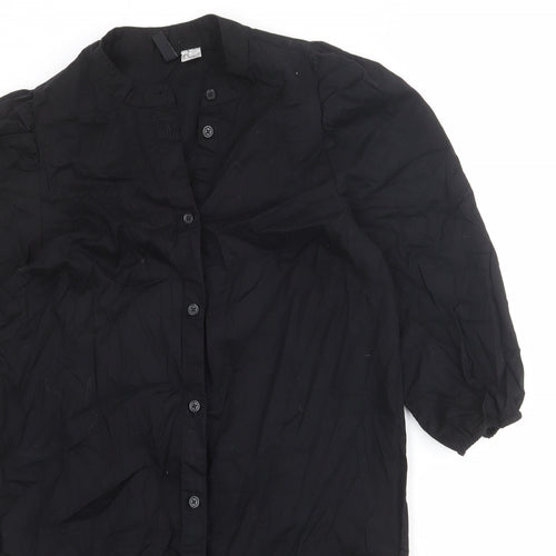 Divided by H&M Womens Black 100% Cotton A-Line Size S Round Neck Button