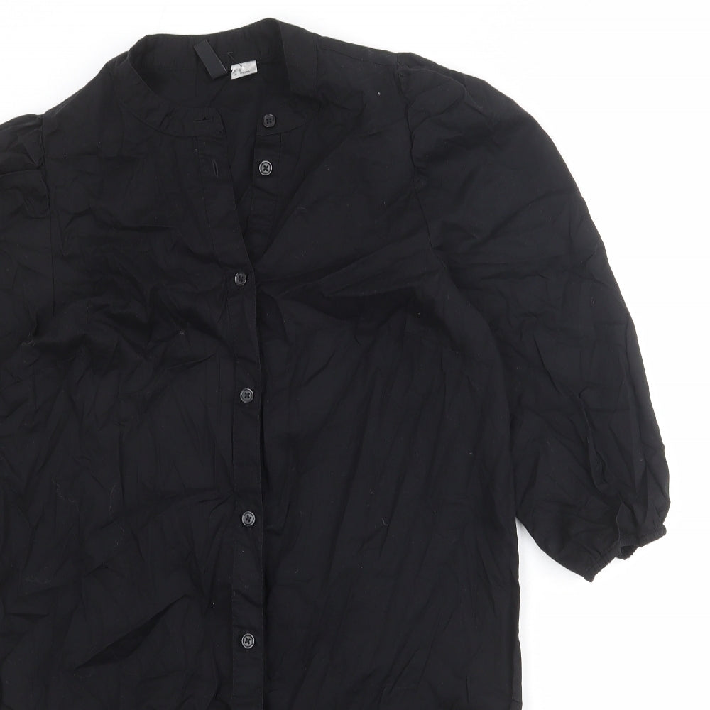 Divided by H&M Womens Black 100% Cotton A-Line Size S Round Neck Button