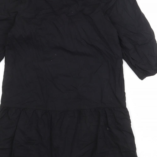 Divided by H&M Womens Black 100% Cotton A-Line Size S Round Neck Button