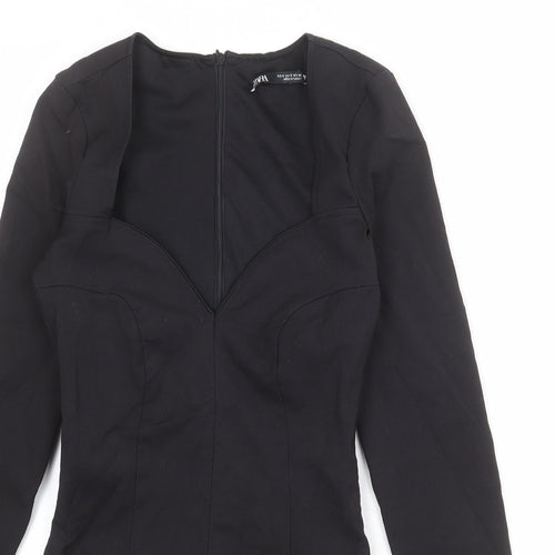 Zara Womens Beige Polyester Bodysuit One-Piece Size L Snap