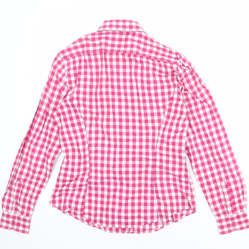 TM Lewin Womens Pink Check 100% Cotton Basic Button-Up Size 10 Collared