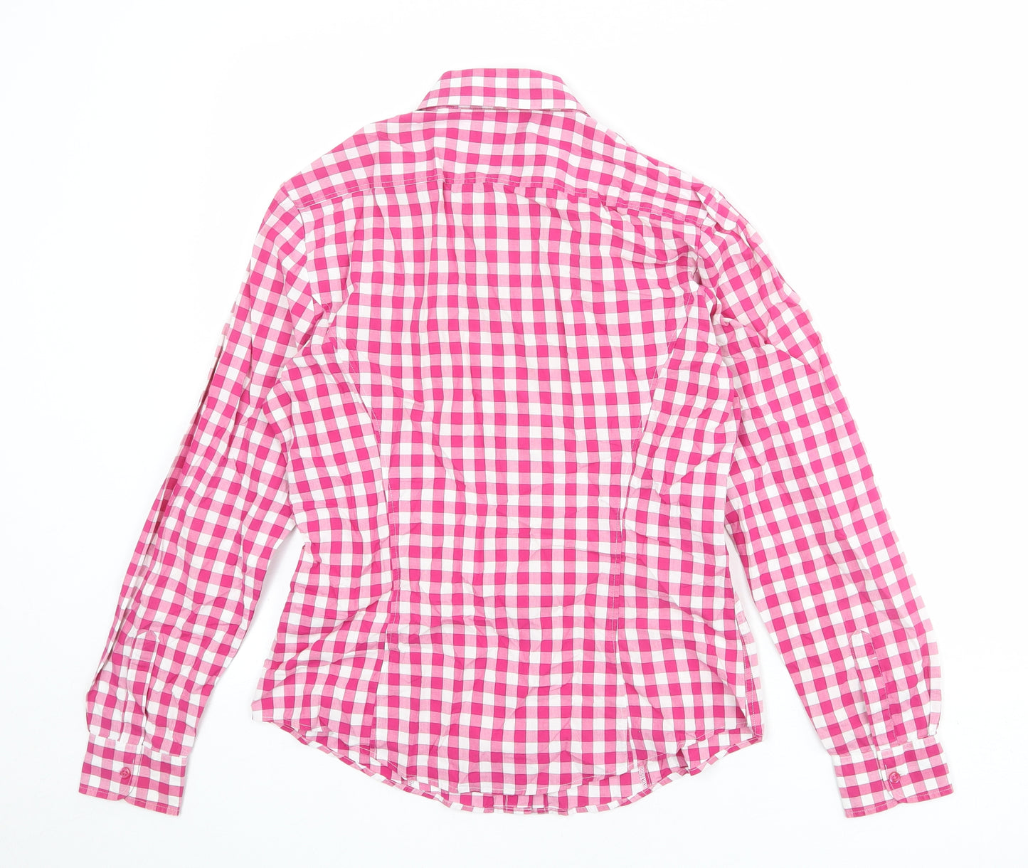 TM Lewin Womens Pink Check 100% Cotton Basic Button-Up Size 10 Collared