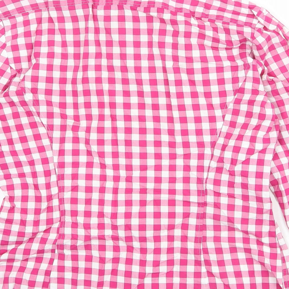 TM Lewin Womens Pink Check 100% Cotton Basic Button-Up Size 10 Collared