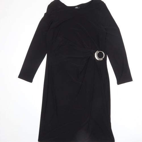 Wallis Womens Black Polyester A-Line Size 14 Boat Neck Pullover