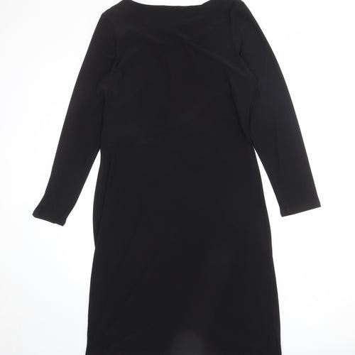 Wallis Womens Black Polyester A-Line Size 14 Boat Neck Pullover