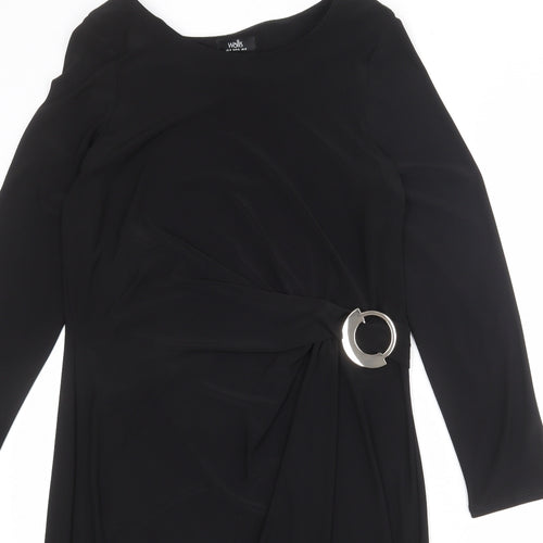 Wallis Womens Black Polyester A-Line Size 14 Boat Neck Pullover