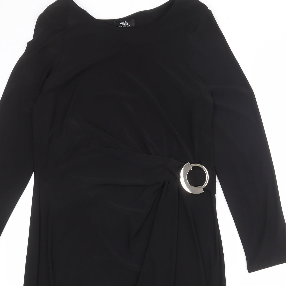 Wallis Womens Black Polyester A-Line Size 14 Boat Neck Pullover