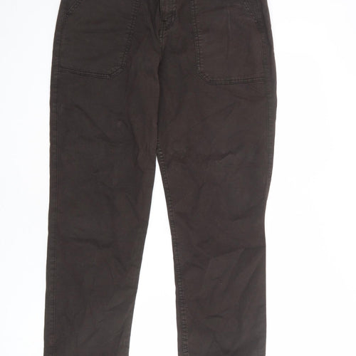 Fat Face Womens Brown Cotton Straight Jeans Size 14 L28 in Regular Zip