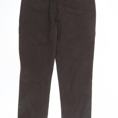 Fat Face Womens Brown Cotton Straight Jeans Size 14 L28 in Regular Zip